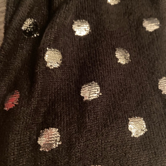 NWOT! A.gain Brand Polka Dot Sweater with Shoulder Split, Black/Silver - Picture 3 of 3